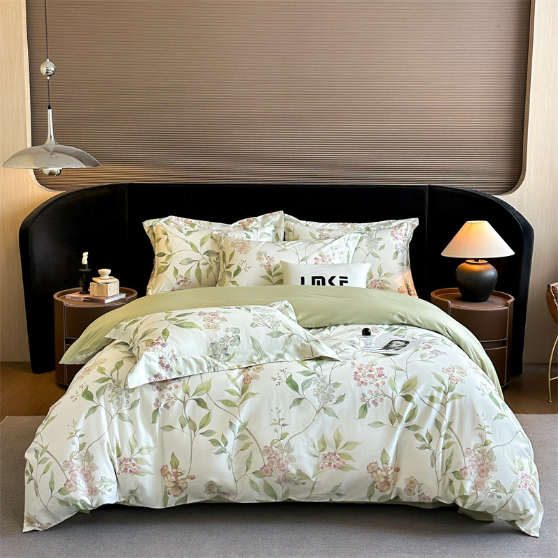Simple 60 Cotton Long-staple Cotton Four-piece Set Cotton Digital Printing Quilt Cover Bed Sheet Bedding Nantong Home Textile