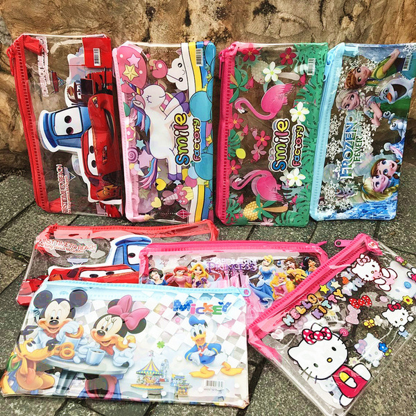 Cartoon cute waterproof transparent pencil case with zipper for…