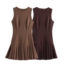 外贸2024冬季新款连衣裙女装欧美风无袖百搭小众设计感3152266