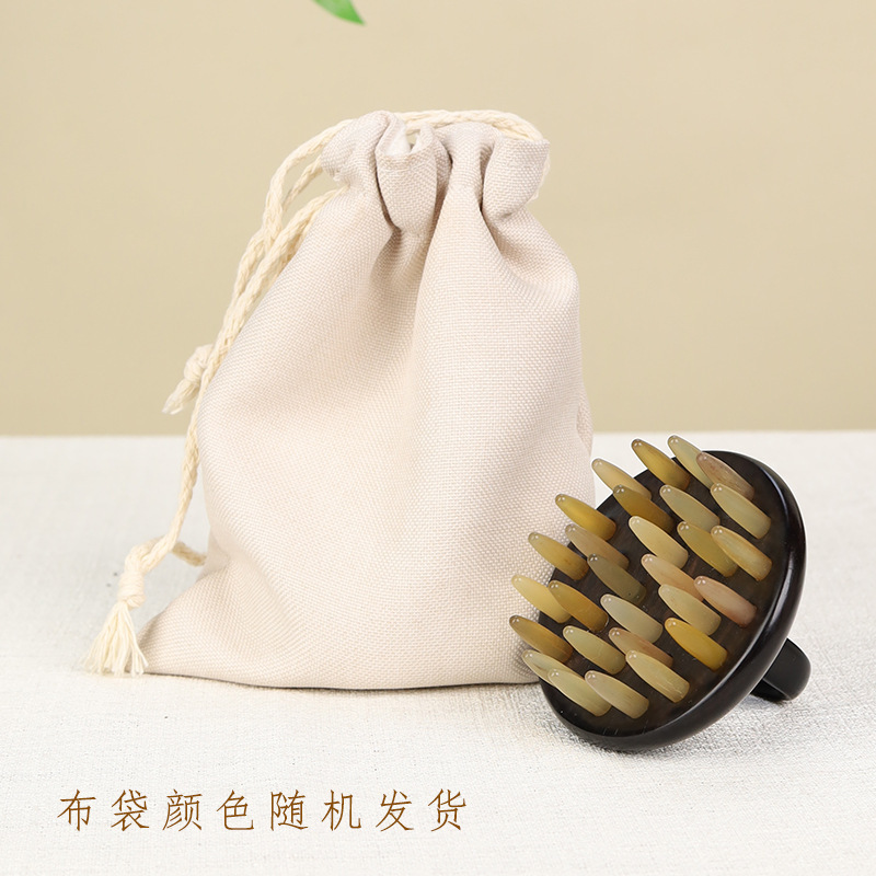 紫光檀木羊角尖齿梳子指环按摩梳经络刷头部疏通肩颈刮痧全身按摩|undefined