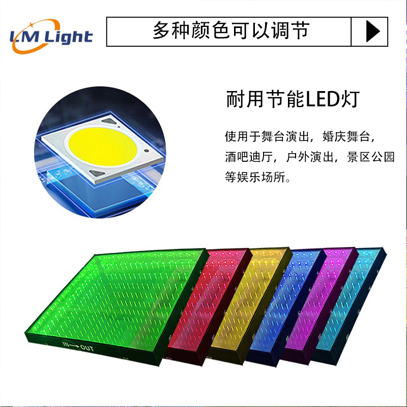Lámpara de escenario Abyss Floor Tile espejo colorido 3D Floor Lighting Glass Tempered Floor Light