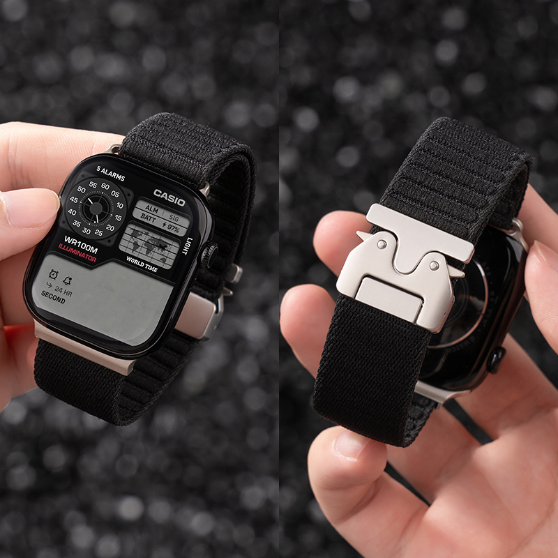 新款S10、iwatchs11手表带ultra2尼龙编织SE伞式卡扣高级s9透气s8