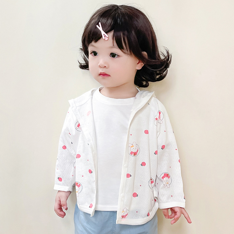 Camacos solares para bebés de verano de algodón para niños y niñas, camisas de pijamas de aire acondicionado, cardigans de verano, chaqueta de bebé