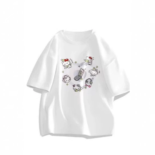 Красивый трендовый футболка Hello kitty для мужчин и женщин для отдыха, с коротким рукавом, 3D, для любимых