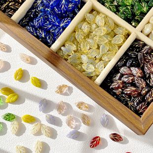 Czech Retro Leaf Beads Gold Loose Beads DIY Handmade Bracelet Bracelet Material Jewelry Accessories Loose Bead Material