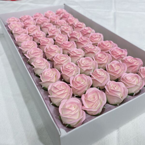 Small floral glass soap for St. Valentine's Day contains rose
