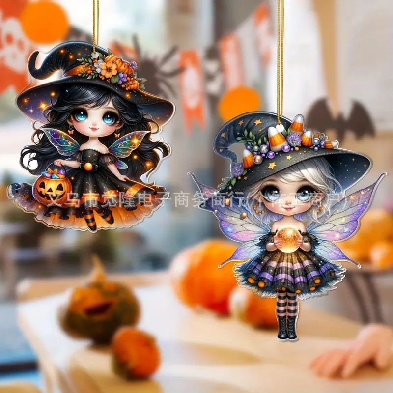 Nuevos productos transfronterizos de acrílico Halloween Elf de automóviles decoración colgante accesorios de llaves colgante soporte fijo