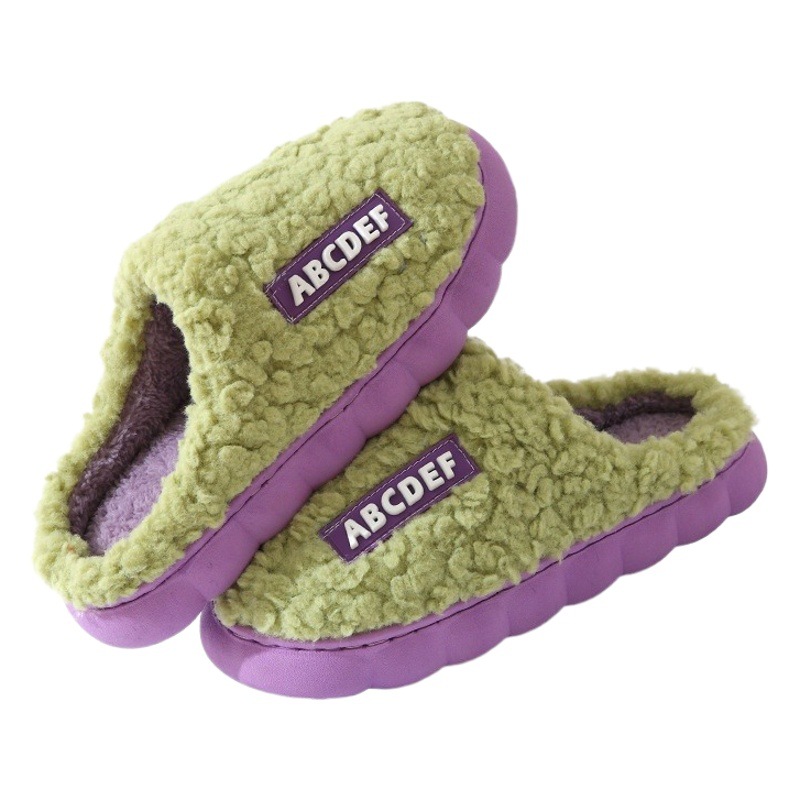 Otoño e invierno zapatos de algodón para el hogar de interior, zapatillas de felpa cálidas, antideslizantes para mujeres, suela suave silenciosa, ropa exterior, zapatillas de pareja de hospitalidad para hombres