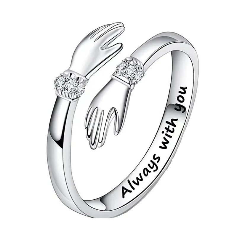 Cao Shi Europe and the United States creative hands hug ring female love hug opening adjustable ring anniversary gift