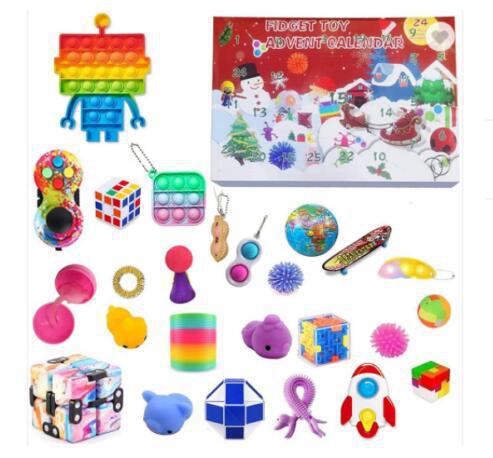 Caja ciega de Navidad transfronteriza Regalo de fiesta para niños Descompresión DIY Desgarrado Calendario de cuenta regresiva Caja ciega Juguetes navideños