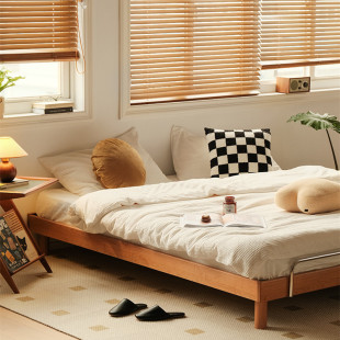 Small Apartment Tatami Bed Japanese Solid Wood Double Bed Cherry Furniture 1.5 m Bed Frame No Bedside Bed
