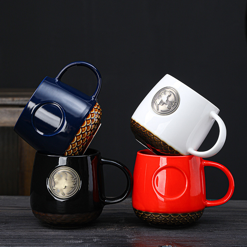 Ceramic Cup Mug Custom Logo Coffee Cup Gift Simple Water Cup Promotional Ceramic Accompanying Gift Boxed Cup