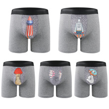 男士内裤中长款欧码跨境平角裤青年个性印花四角裤衩学生短裤头男
