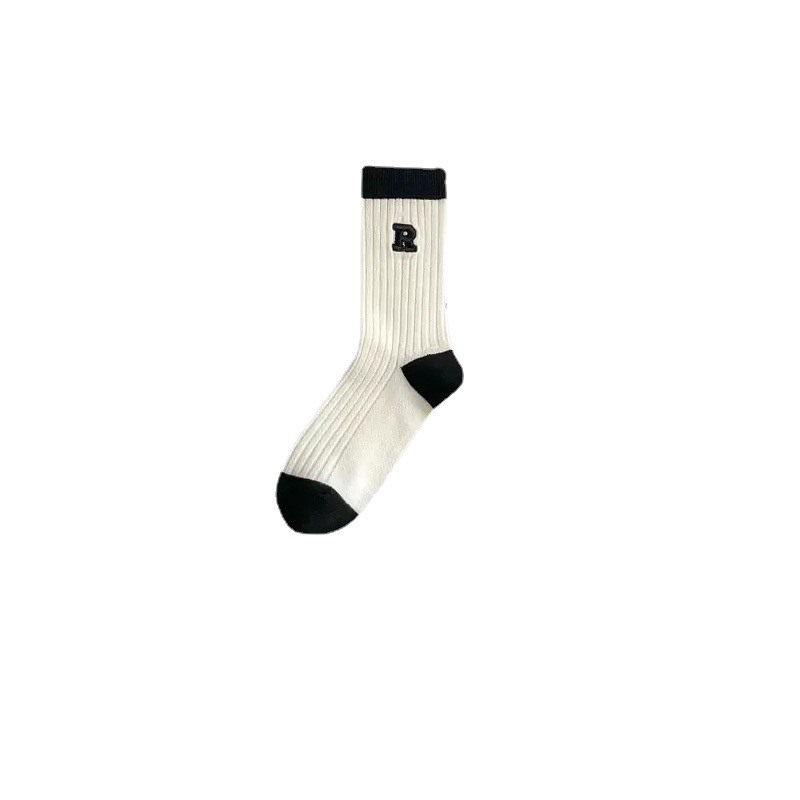 Summer socks, children's mid length socks, in fashion, spring and autumn cotton socks, high length white striped long casual socks