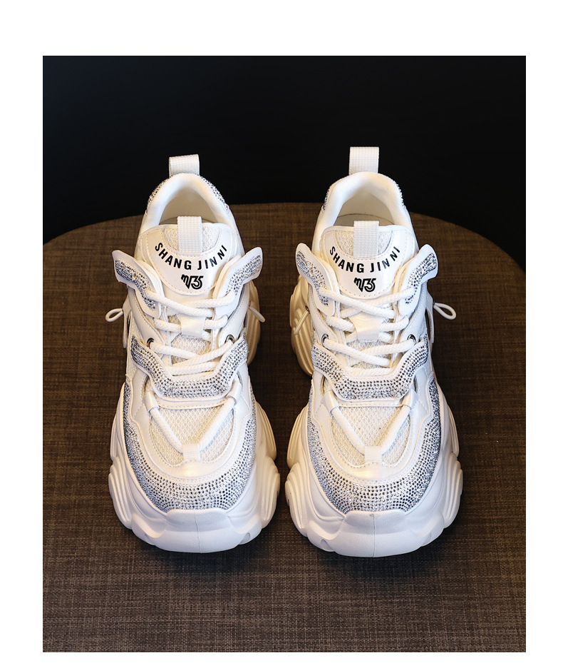 Giày sneaker nữ chunky đế dày độn cao bên trong HS569-3 kiểu mới mùa xuân — Màu trắng chi tiết 19