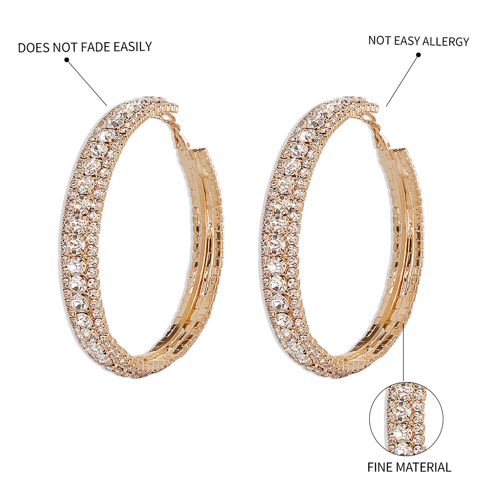 Simple Full Diamond Geometric Hoop Earrings Wholesale Nihaojewelry display picture 1
