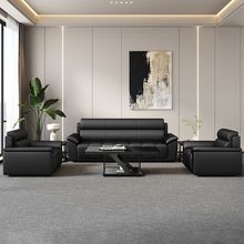 猫抓皮办公室皮沙发家用轻奢现代简约沙发意式钢琴键免洗真皮沙发