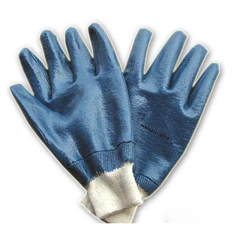Блокировка пудинг Мрачный перчатки cotton interlock with nitrile 3/4 dip gloves