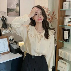 2025 多用途ルーズドールカラーフレンチシャツトップ女性のデザイン新しい韓国スタイルニッチニッチ秋