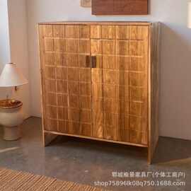 入户玄关实木鞋柜老榆木简约玄关柜新中式多功能储物柜实木餐边柜