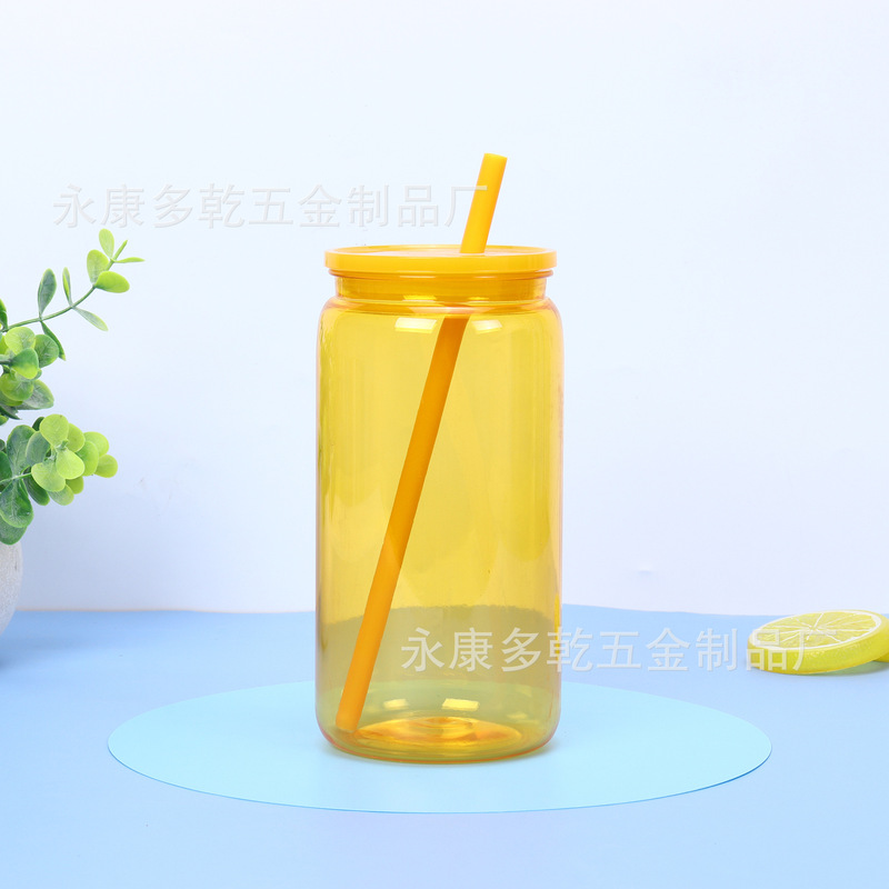 新品16オンスカラープラスチックメイソンカップカラーゼリースノーボールカップストローカップ20オンス二重プラスチックカップ|undefined