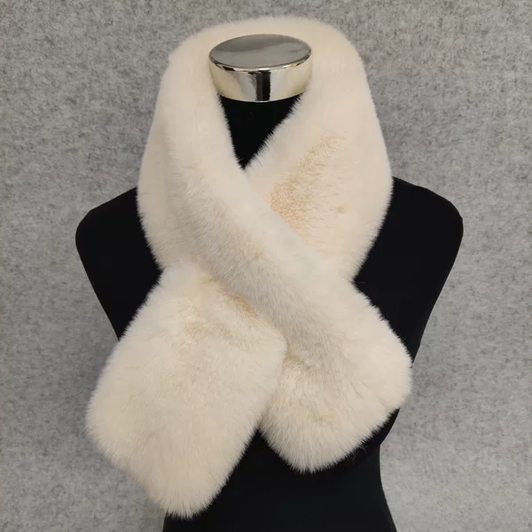 Women's faux Rex rabbit fur scarf winter double-sided plush thickened warm new cross scarf fur collar shawl