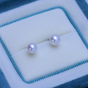 Zhuji Freshwater Pearl 6-7mm Round Strong Light Subtle Flaws Plain Nails S925 Silver Needle Wholesale Live Broadcast Cross-Border Supply