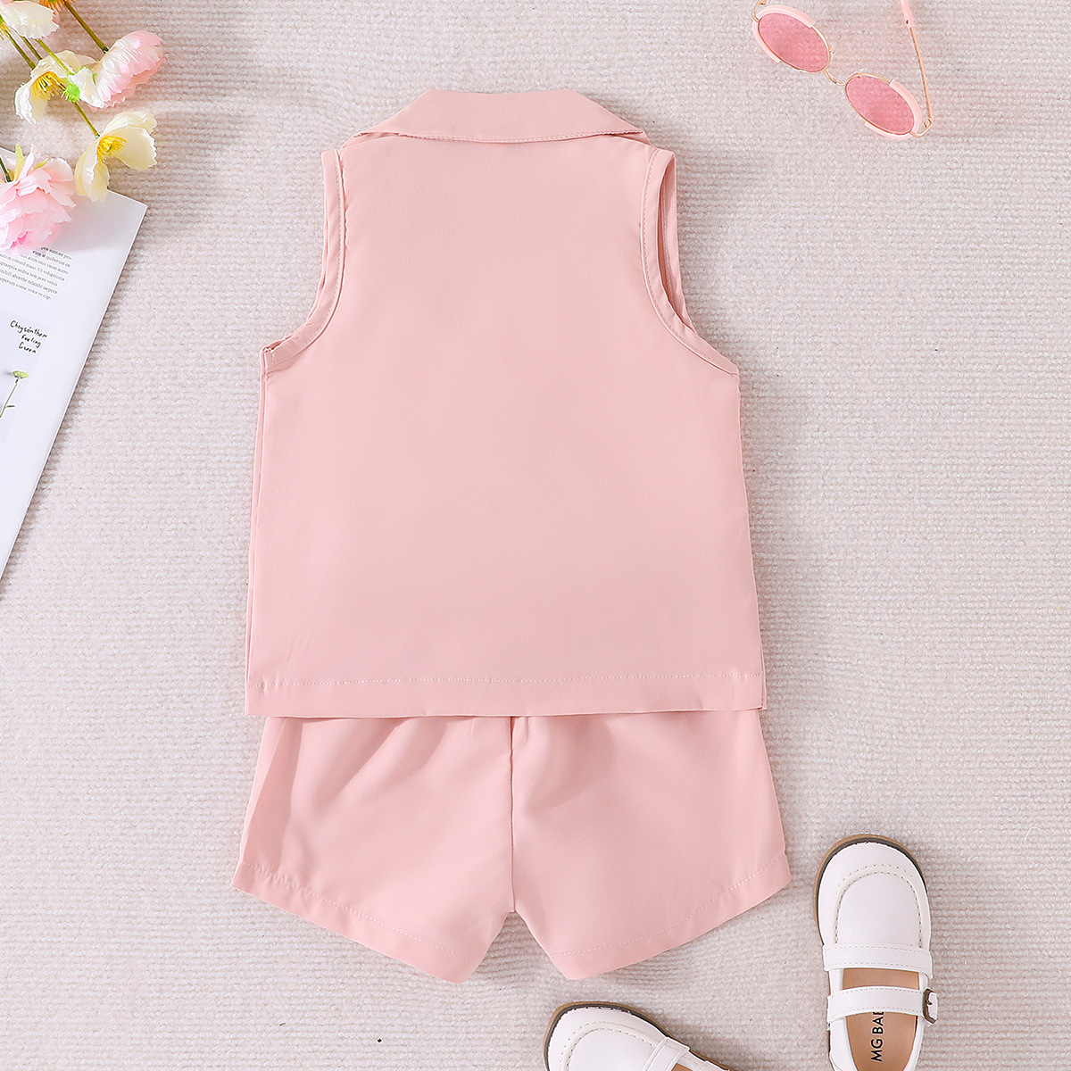 Casual Simple Style Solid Color Polyester Girls Clothing Sets display picture 3