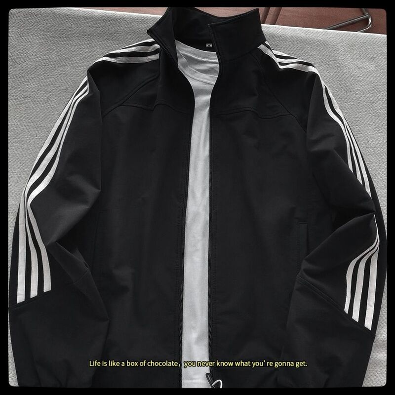 三条杠夹克外套女春秋款棒球服立领初秋早秋穿搭运动秋季美式上衣|undefined