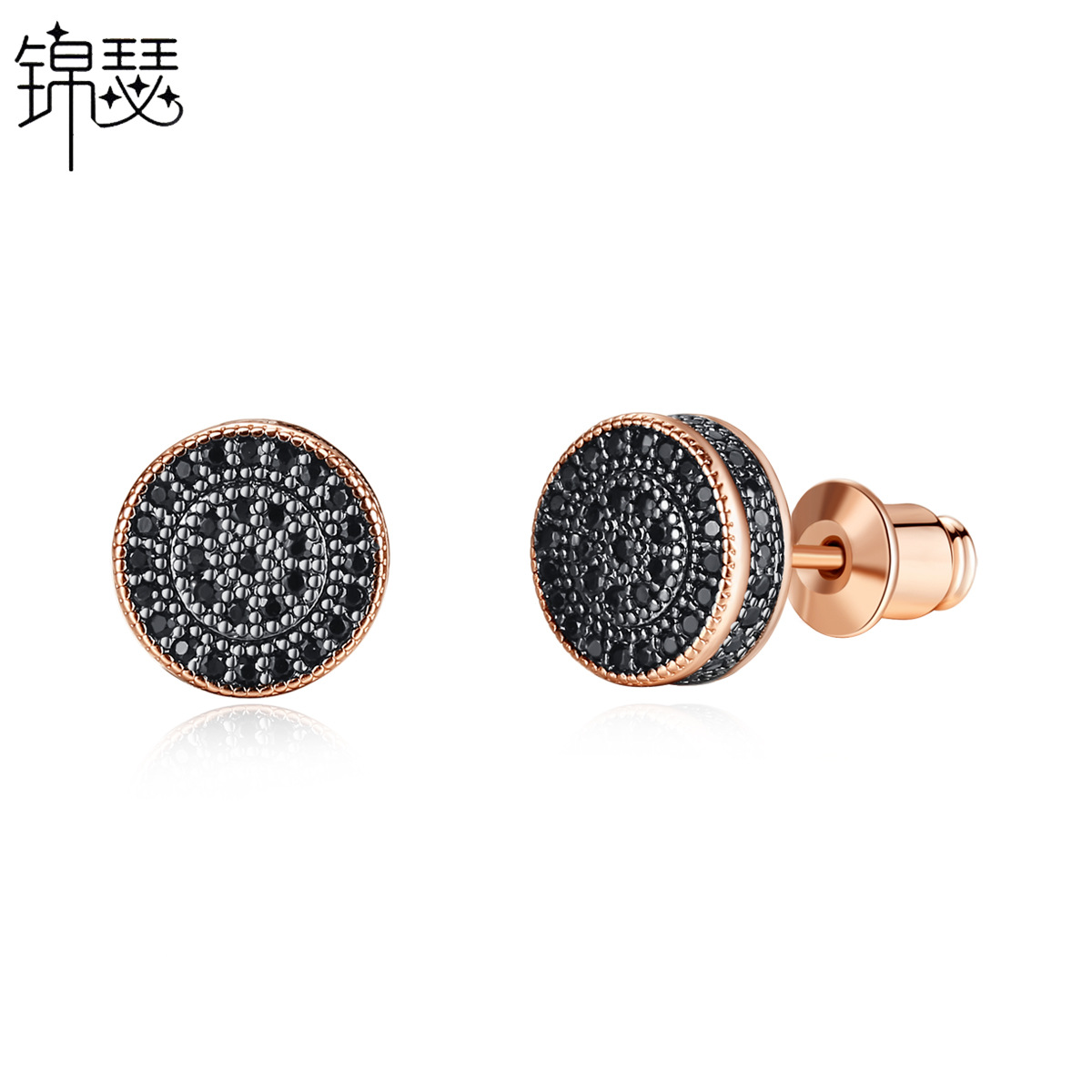 Copper retro earrings for men and women with zircon