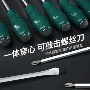 One-word piercing screwdriver cross super hard extended screwdriver large plum industrial magnetic flat screwdriver tool