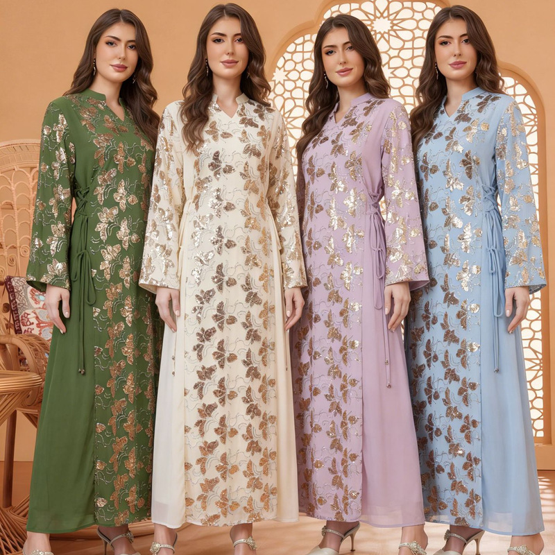 Ad25064 Cross-Border Women's Heavy-Duty Luxurious Embroidered Sequin Gown Dress Foreign Trade Women's Clothing Wholesale Ad25064 Cross-Border Women's Heavy-Duty Luxurious Embroidered Sequin Gown Dress Foreign Trade Women's Clothing Wholesale