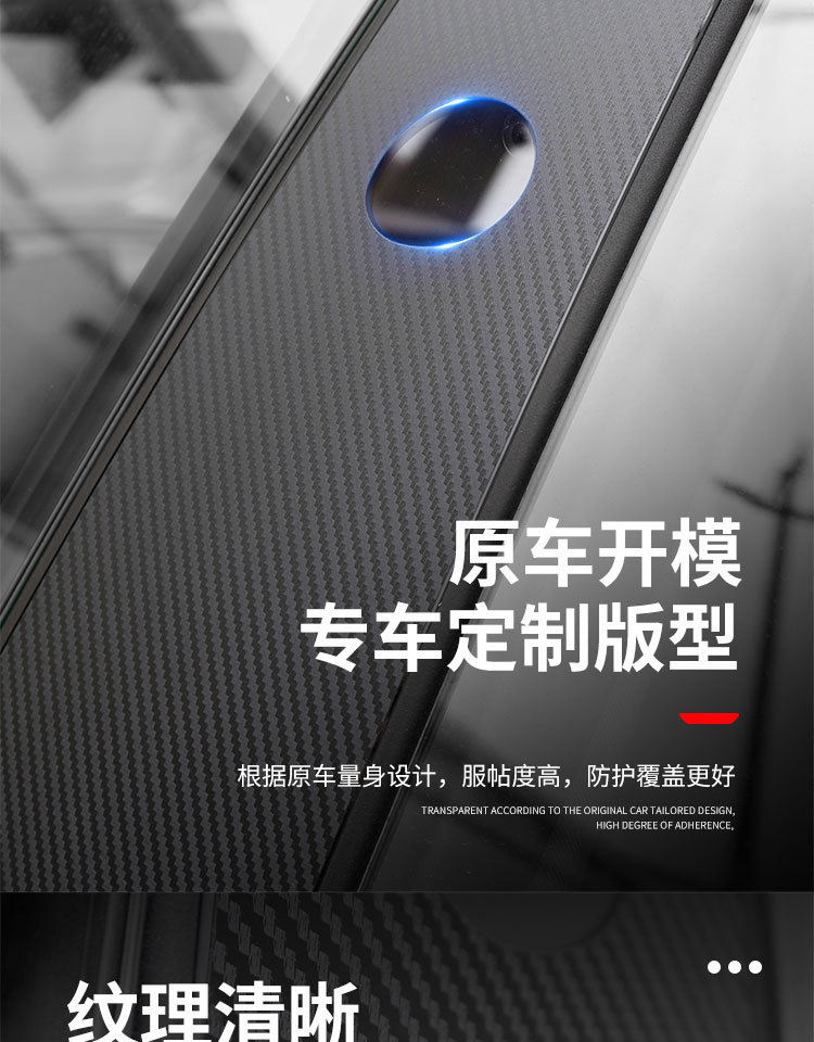 Suitable for Tesla Model Y New Version Model 3 A+B Pillar Stickers Car Exterior Accessories Carbon Fiber Pattern Stickers
