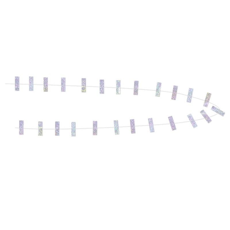 Nuevo flash láser de papel tire bandera cumpleaños fiesta suministros atmósfera decoración estrella oblea colgante 2,5 m