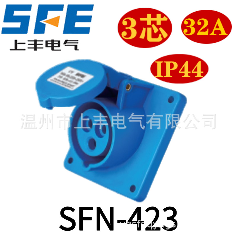 SFE温州上丰新型工业防水暗装斜式插座 32A/2P+E/220V SFN-423