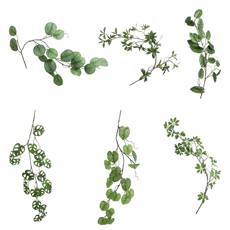 Simulación de plantas verdes, espalda de tortuga, caballo, madera borracha, hojas de fortuna, enredaderas colgantes colgantes de pared, hogar interior, hotel, decoración de bodas, flores, plantas falsas