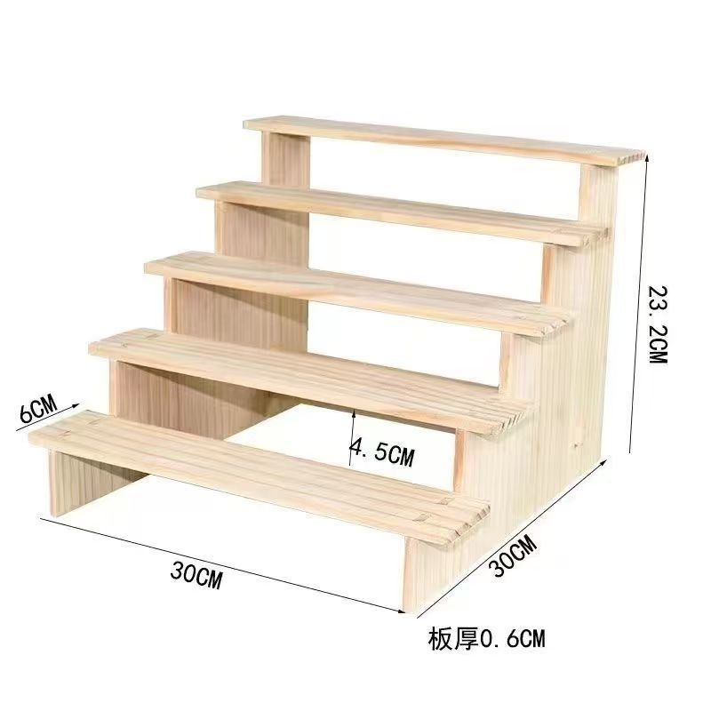 木製の収納棚の手作りのおもちゃの陳列棚のテーブルの置物の階層式の模型の展示台の実木の置き棚