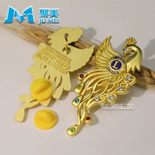 镂空金属立体徽章定制狮子会浮雕镶钻会徽定做异形服务队纪念队徽