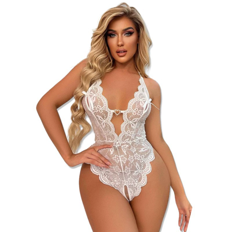 Кружевной бодипюмо-носок белье Bodysuit, женский европейский стиль, прозрачный флористический дизайн, размеры S–XL