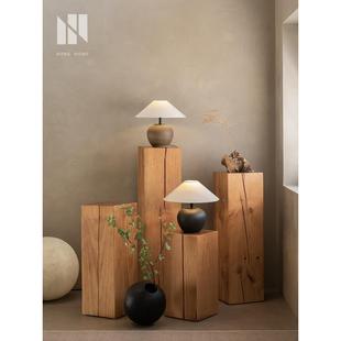A12 Log Root Carving Flower Stand Sand Edge Table 202411 Wabi-Sabi Solid Wood Decorative Rustic Wood Stump Tree Stump