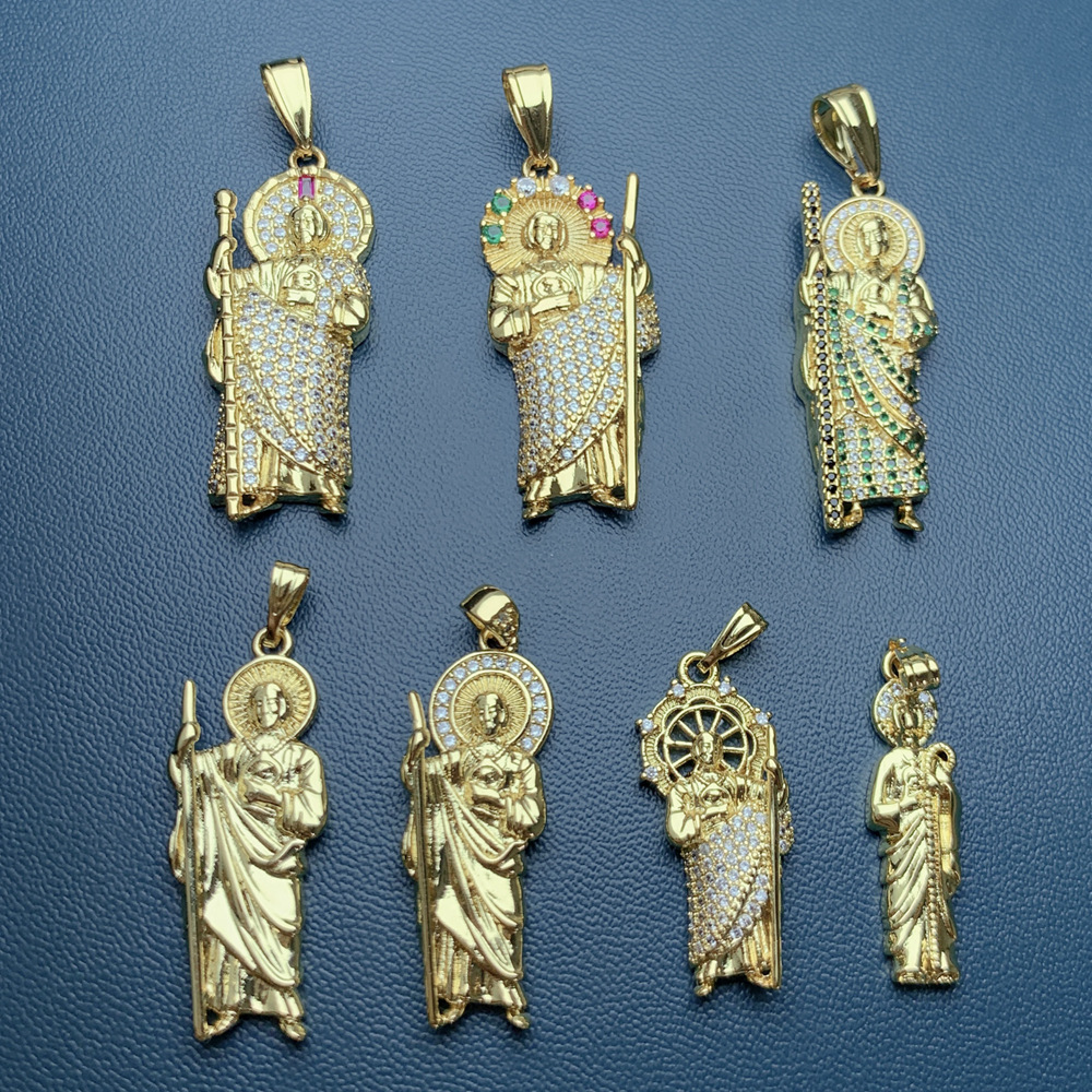 Nuevos accesorios transfronterizos St. Jude COLLAR COLGANTE de estilo europeo y americano con incrustaciones de cobre collar de circón accesorios de joyería de bricolaje