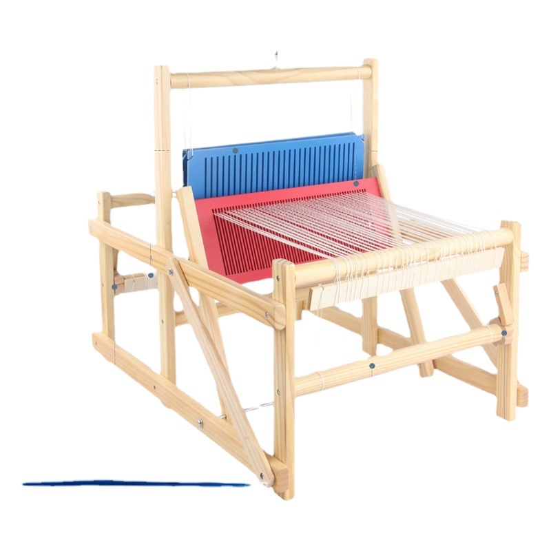 Los niños de madera de simulación juego casa hecha a mano máquina de tejer pequeño tamaño tejido mini DIY educación temprana rompecabezas práctica hecha a mano