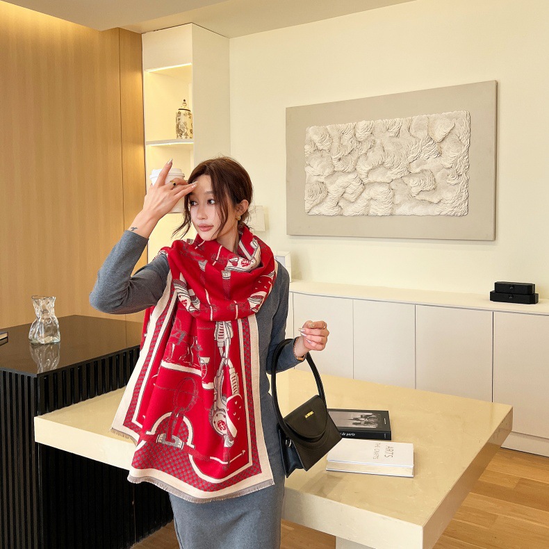 Sciarpa jacquard in cashmere imitazione di alta qualità e di lusso leggero, scialle invernale versatile da donna, antivento e caldo spesso_voghion.com