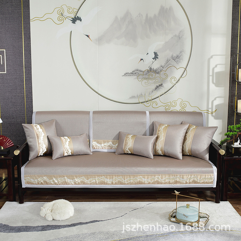 冰丝凉席坐垫夏季沙发垫新中式红木家具坐垫发套罩轻奢风防尘盖布