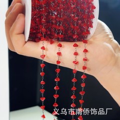 チェーンdiyチェーンのザクロの赤い水晶のチェーンの赤い三角の水晶の古風な歩は襟のフリンジアクセサリーの手を振ってチェーンを作ります。