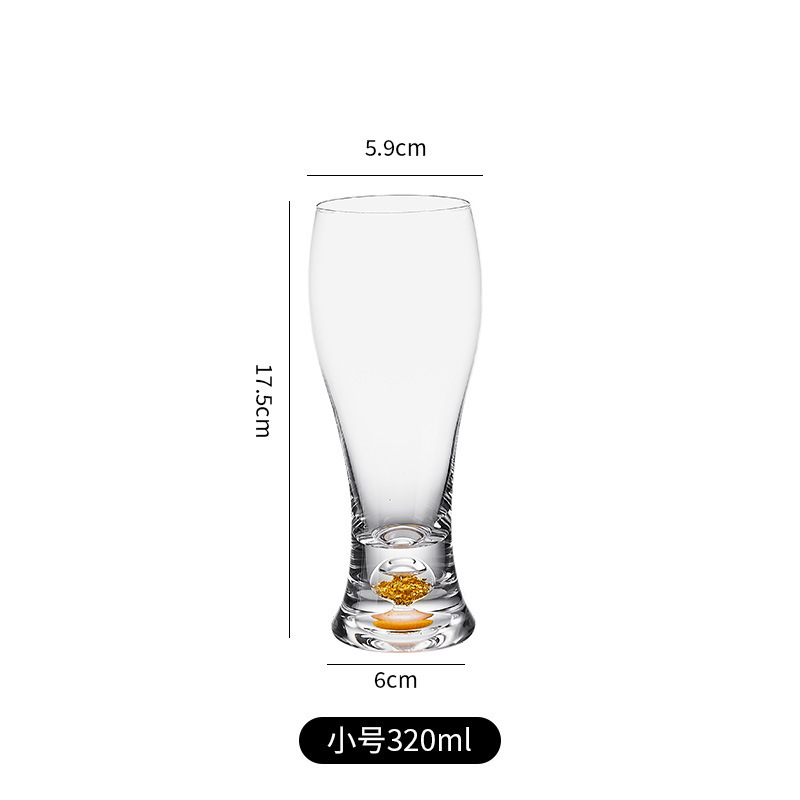 Taza de vidrio de cristal de hoja de oro de alta calidad Taza de cerveza artesanal Taza de cerveza de gran capacidad Taza de jugo para el hogar Taza de bebida