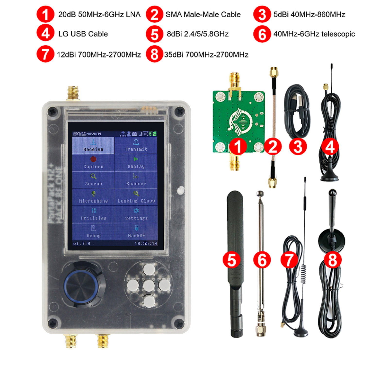 跨境hackrf one R9 +3.2 Inch portapack H2无线电接收机套装批发