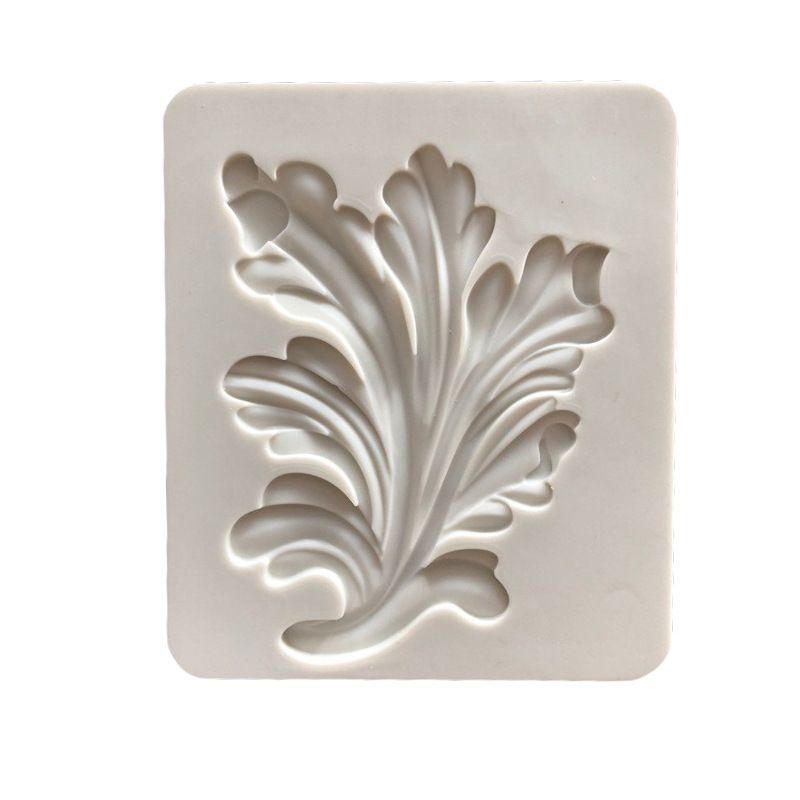 Marco de fotos de patrón de hoja en relieve de estilo europeo, molde de superficie esmerilada, molde de silicona para decoración de pastel de fondant de yeso epoxi de silicona