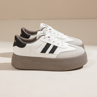 Women's 2025 New Spring and Autumn Versatile Breathable Retro White Shoes Thick-Soled Casual Sports Sneakers