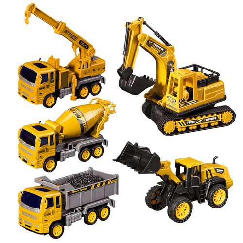Kids Large Construction Truck Excavator Set, including Shovel, Push Excavator, Dump Truck, Crane, Boy Toy Car for Gift
